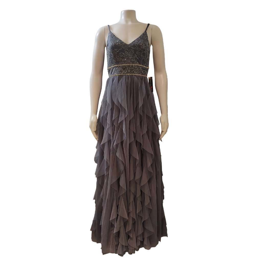 Teeze Me Juniors' Embellished Ruffled Gown